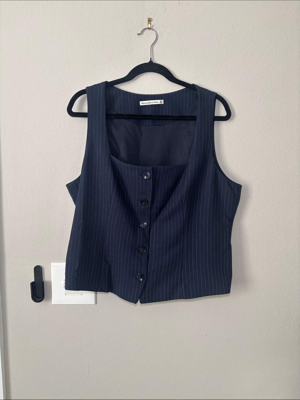 Abercrombie & Fitch Navy Pinstripe Button-Front Vest